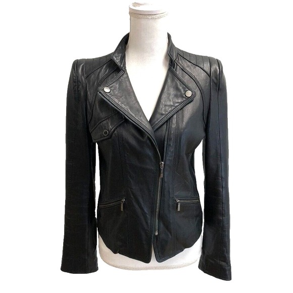Laundry By Shelli Segal Jackets & Blazers - Laundry Shelli Segal Leather Motorcycle Jacket Womens Small Black Classic Edgy